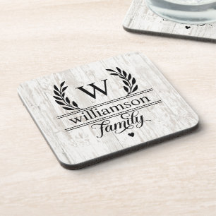 Dessous-de-verre Rustic Farmhouse Style Monogramme Nom de famille