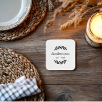 Rustic Laurel Branch Wreath Nom Monogramme