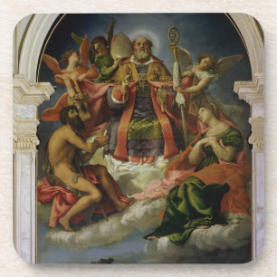 Dessous-de-verre Saint-Nicolas dans la gloire avec des saints