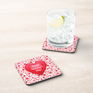Dessous-de-verre Saint Valentin Rouge Motif des Coeurs Confetti