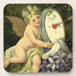 Dessous-de-verre Saint-Valentin victorien, oiseaux de l'amour d'ang