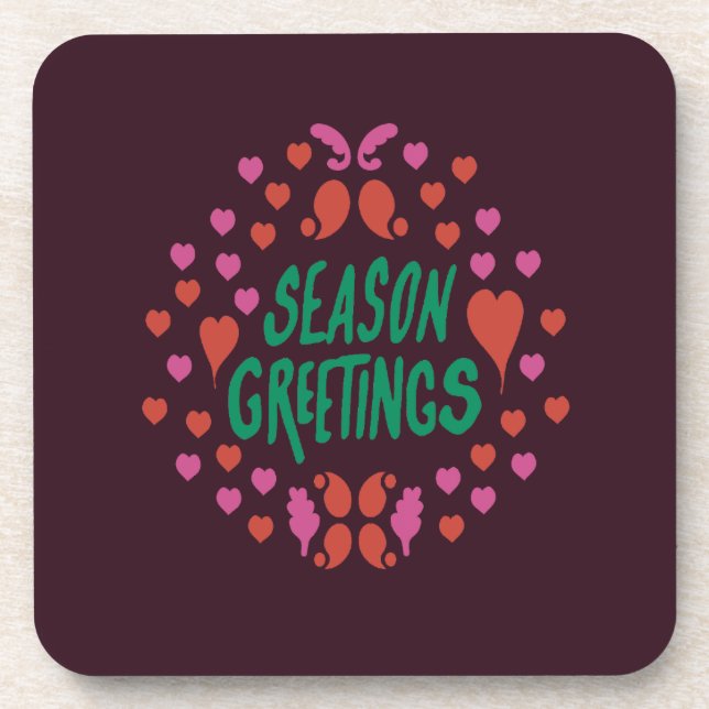 Dessous-de-verre Salutations de saison en écriture verte avec le co (Devant)