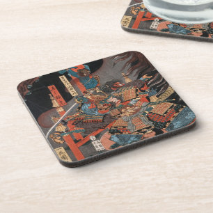 Dessous-de-verre Samurai Hero Minamoto no Yorimitsu Vintage