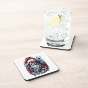 Dessous-de-verre Samurai Père Noël Warrior Christmas Art Cadeau