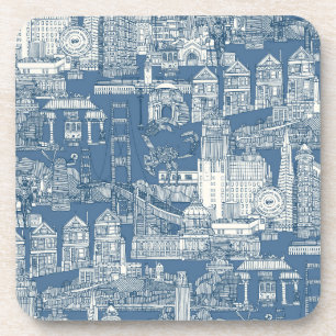 Dessous-de-verre San Francisco toile denim cobalt
