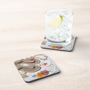 Dessous-de-verre Sandales, Coquillages et Starfish à la plage