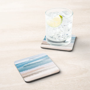 Dessous-de-verre Sandy Beach Ocean Waves Abstract Watercolor