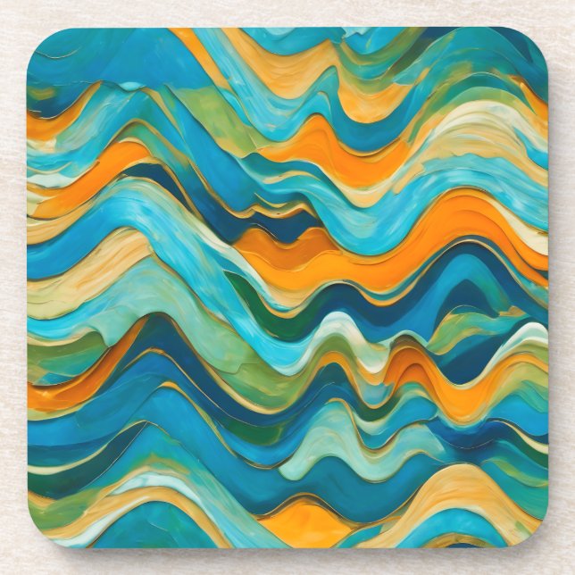 Dessous-de-verre "Sanlúcar" Vagues bleu vert orange (Devant)
