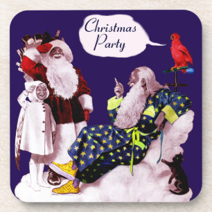 Dessous-de-verre SANTA CLAUS, PETITE ANGEL & MERLIN Noël Party