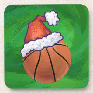 Dessous-de-verre Santa Hat Basketball on Green