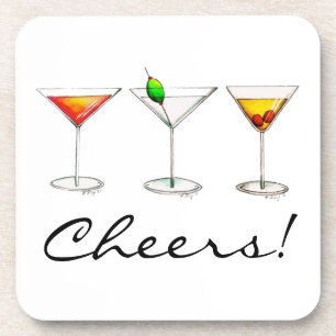 Dessous-de-verre Santé! Cocktails Martini Cosmo Manhattan Boissons