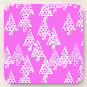 Dessous-de-verre Sapins de Noël fleurs modernes - rose orchidée