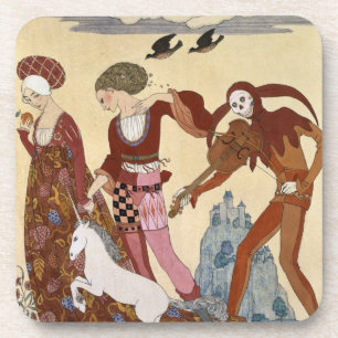 Dessous-de-verre Scène médiévale par Georges Barbier