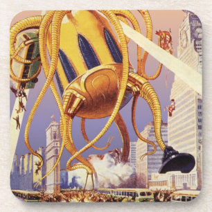 Dessous-de-verre Science-fiction vintage Invasion de guerre Alien O