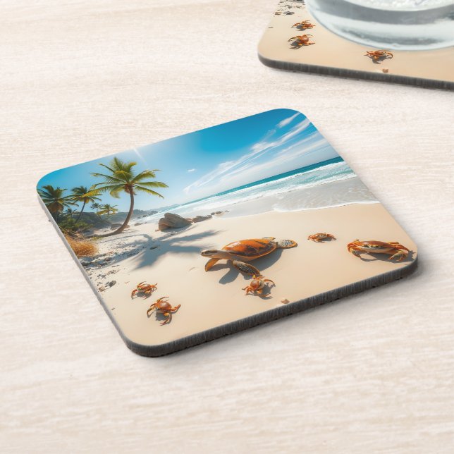 Dessous-de-verre Sea  Crabs on Tropical Beach – Serene Ocea (Côté gauche)