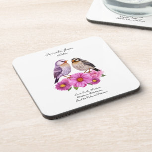 Dessous-de-verre Septembre Aster Flower with Birth Cadeau
