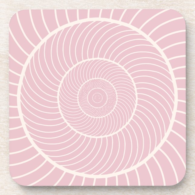 Dessous-de-verre Séquence de fibonacci d'escargot rose pâle (Devant)
