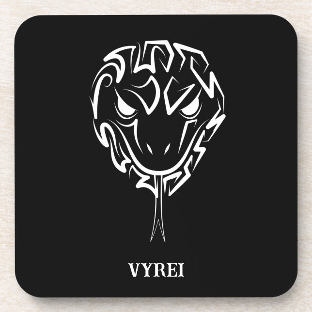 Dessous-de-verre Serpent tribal noir et blanc (Devant)