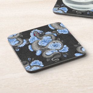 Dessous-de-verre Serpents et roses bleus