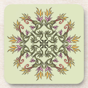 Dessous-de-verre Serpents verts Floral Mandala Imaginaire botanique