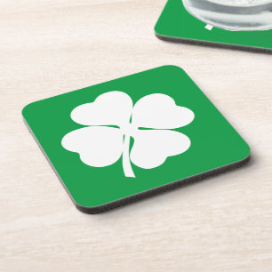 Dessous-de-verre Shamrock blanc à 4 feuilles