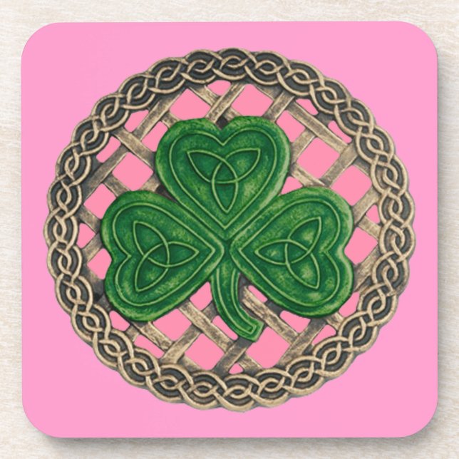 Dessous de verre Shamrock Rose Et Noeuds Celtiques (Devant)