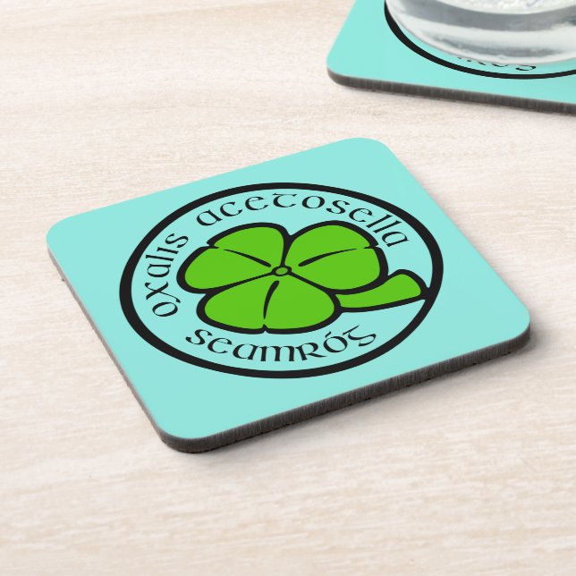 Dessous-de-verre Shamrock Turquoise vert Saint Patrick's Day Floral (Côté gauche)