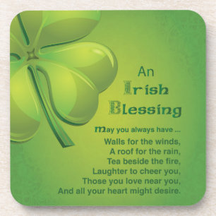 Dessous-de-verre Shamrock vert d'Irlande Blessings