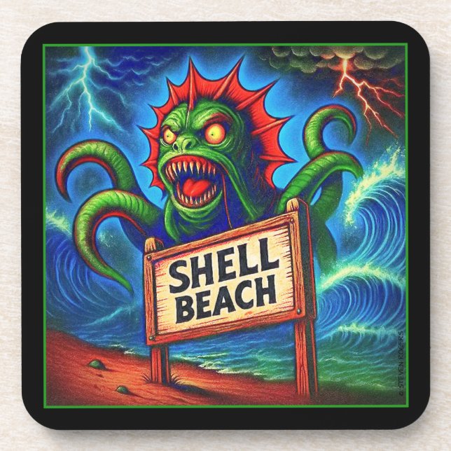 DESSOUS-DE-VERRE SHELL BEACH TERROR. (Devant)