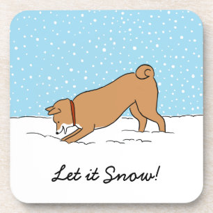 Dessous-de-verre Shiba Inu Bonheur Hiver Neige Chien Vacances
