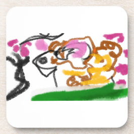 Dessous-de-verre Shiba Inu charry fleur