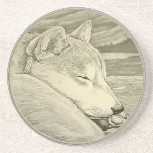 Dessous de verre Shiba Inu Garde-dormir Dessous de (Devant)