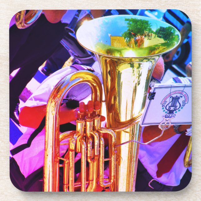 Dessous-de-verre Shiny Tuba Slanted Perspective Brass Band (Devant)