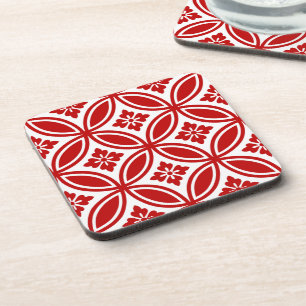 Dessous-de-verre Shippo avec Motif Fleur, Boisson Rouge et Blanc