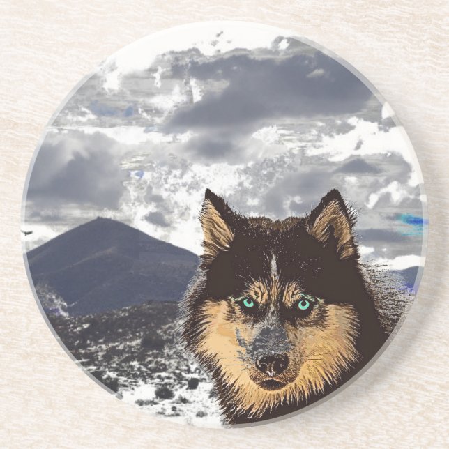 Dessous de verre Sibérien de grès Husky (Devant)