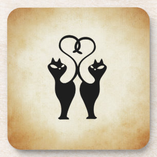 Dessous-de-verre Silhouette à deux chats