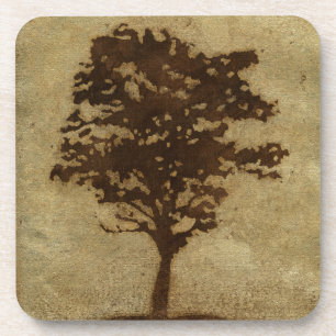 Dessous-de-verre Silhouette d'arbre sur Arrière - plan de bronze