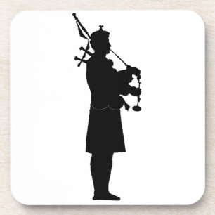 Dessous-de-verre Silhouette de Bagpiper écossaise