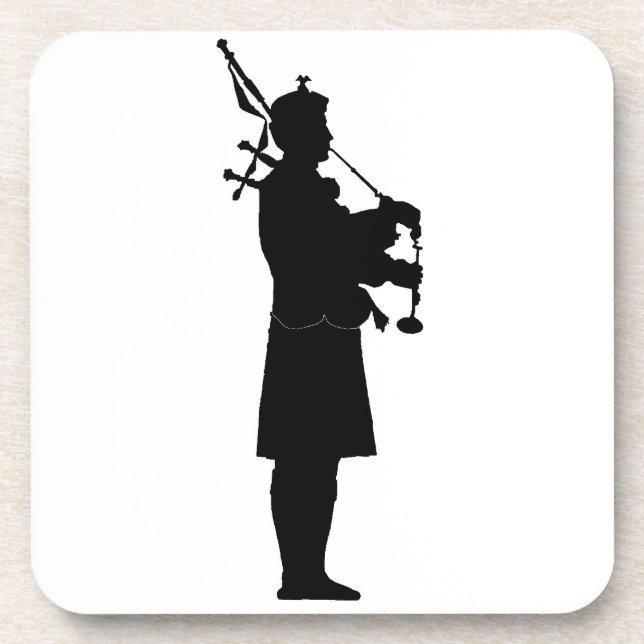 Dessous-de-verre Silhouette de joueur de cornemuse écossais (Devant)