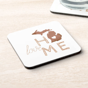 Dessous-de-verre Silhouette Michigan Avec Cuivre D'Amour Du Coeur