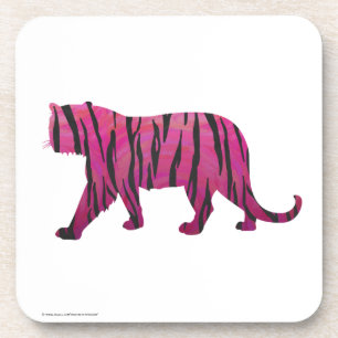 Dessous-de-verre Silhouette rose chaud et tigre noir