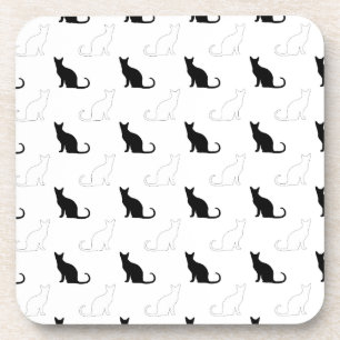 Dessous-de-verre Silhouettes de chats noirs et blancs