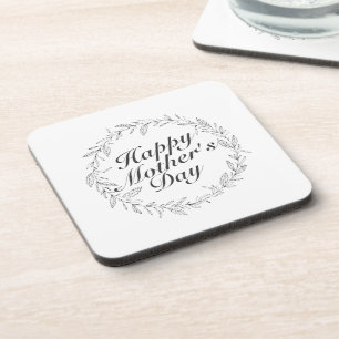Dessous-de-verre Simple Happy Mother's Day Floral Wreath Coaster