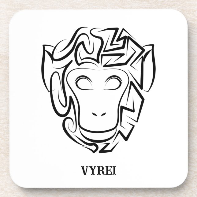 Dessous-de-verre Singe tribal noir et blanc (Devant)