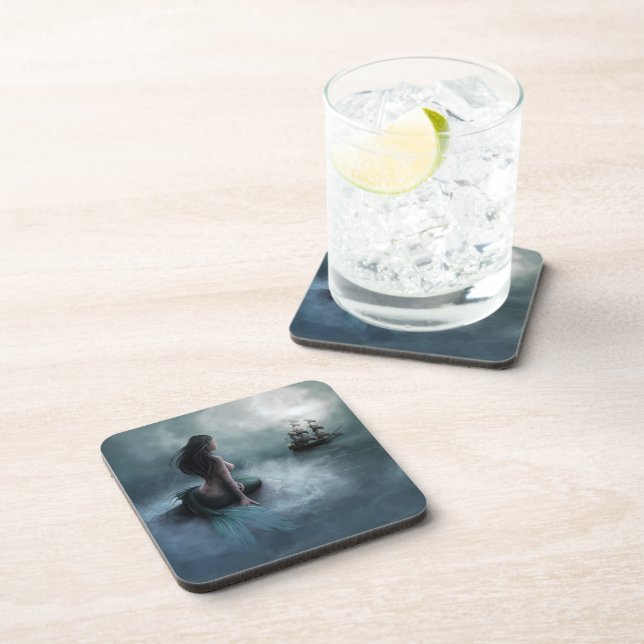 Dessous-de-verre Sirène et navire pirate (Côté Droit)