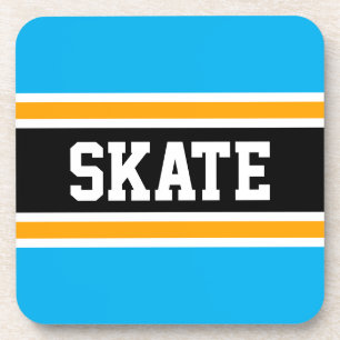 Dessous-de-verre SKATE Bright Sky Blue Jaune Black Hockey Strips
