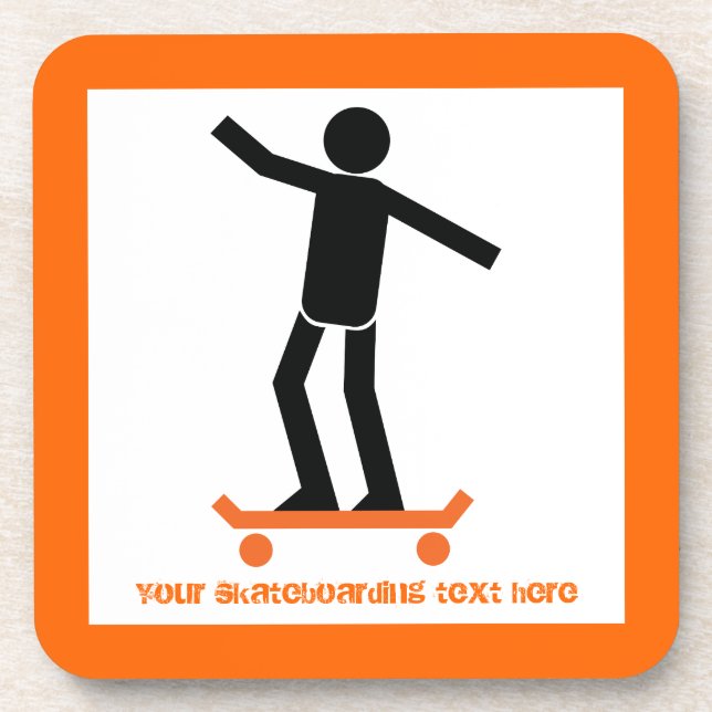 Dessous-de-verre Skateboardeur sur son skateboard personnalisé (Devant)