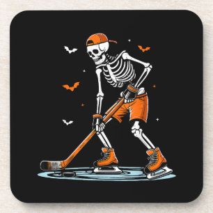 Dessous-de-verre Skeleton Hockey sur glace Halloween garçons Drôle 