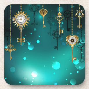 Dessous-de-verre Skeleton Keys on Green Background
