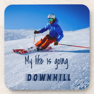 Dessous-de-verre Ski de descente Drôle de motivation Ski sur neige